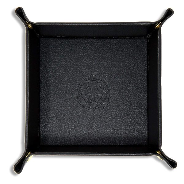 Vegan Leather Valet Tray - Men s Catchall Tray with Brass Snaps Discount