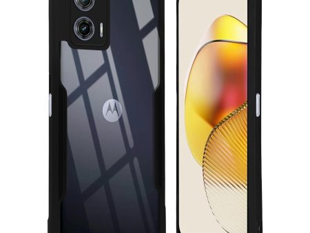 Back Cover Case for Motorola Moto G73 5G | Ultra-Hybrid Shockproof Design | Camera Protection - Black Bumper & Transparent Back Fashion