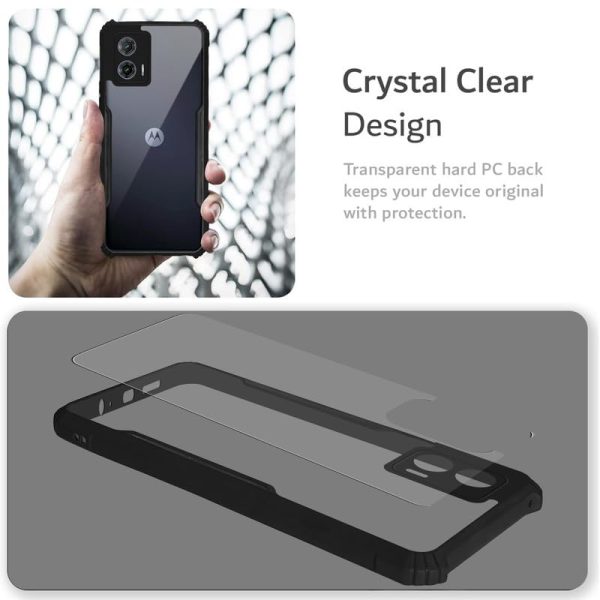 Back Cover Case for Motorola Moto G73 5G | Ultra-Hybrid Shockproof Design | Camera Protection - Black Bumper & Transparent Back Fashion