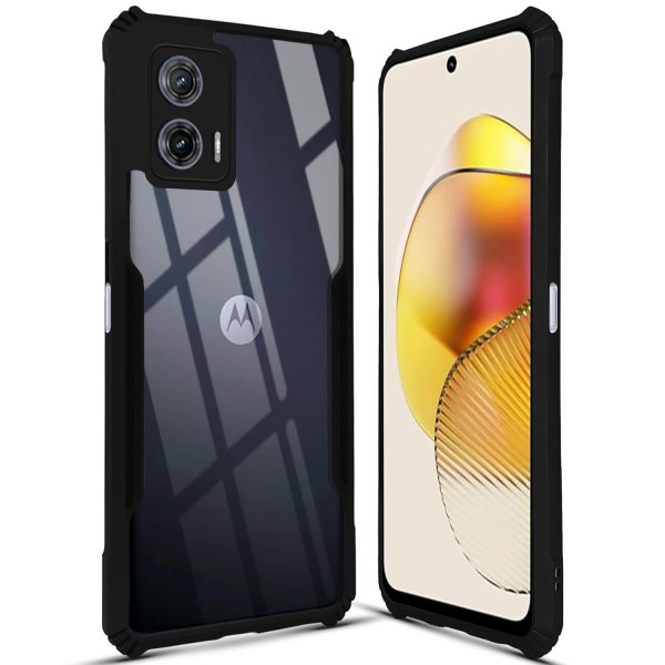 Back Cover Case for Motorola Moto G73 5G | Ultra-Hybrid Shockproof Design | Camera Protection - Black Bumper & Transparent Back Fashion