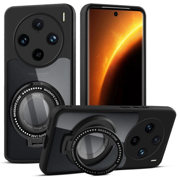 Transparent Back Cover with Silicone frame Matte Ring Holder Kickstand Case For Vivo X100 Pro 5G Online