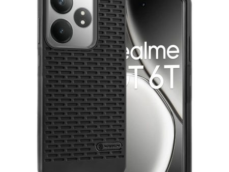 Soft Silicone Mobile Back Cover For Realme GT 6T 5G with Dash Type Groove and Matte Gray Camera Ring Cheap