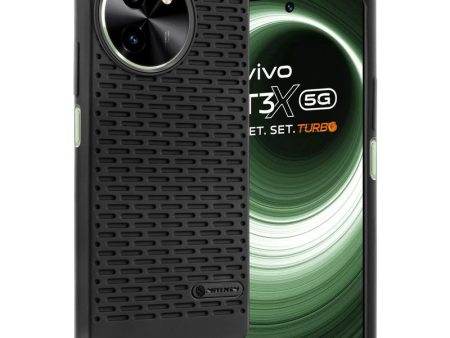 Soft Silicone Mobile Back Cover For Vivo T3x 5G with Dash Type Groove and Matte Gray Camera Ring on Sale