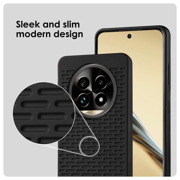 Soft Silicone Mobile Back Cover For Realme 13 Pro Plus 5G with Dash Type Groove and Matte Gray Camera Ring Sale